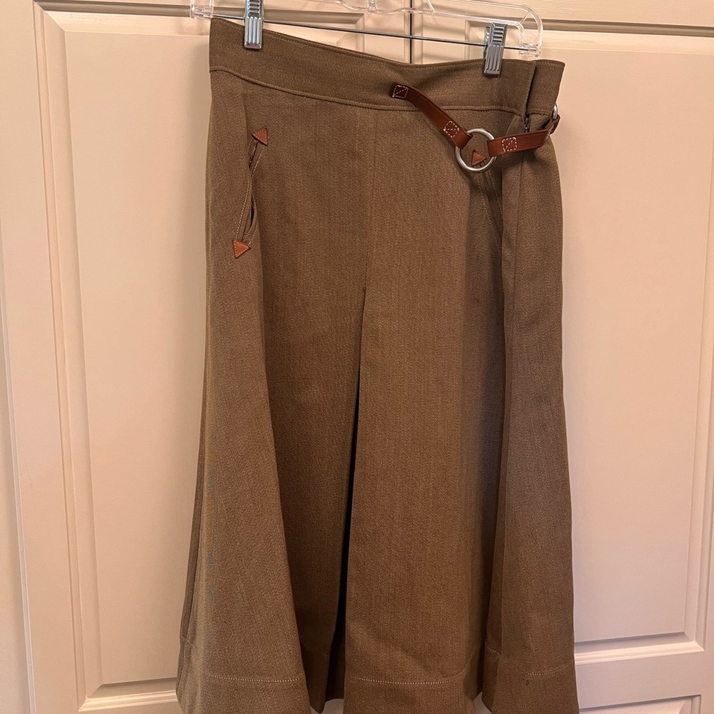 Ralph Lauren wool skirt with leather trim.